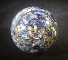Load image into Gallery viewer, LARGE (60-70mm) SODALITE stone Orgone Gemstone Sphere Orgone Sphere