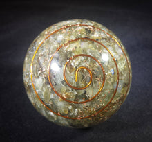 Load image into Gallery viewer, LARGE (60-70mm) LABRADORITE stone Orgone Gemstone Sphere Orgone Sphere