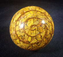 Load image into Gallery viewer, LARGE (60-70mm) YELLOW JASPER stone Orgone Gemstone Sphere Orgone Sphere