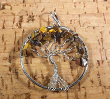 Load image into Gallery viewer, TIGER EYE Tree Of Life Wire Wrapped Pendant Stone Natural Gemstone
