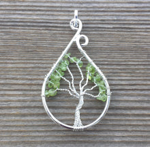 Load image into Gallery viewer, Drop/Peacock Style PERIDOT Tree Of Life Wire Wrapped Pendant Stone Natural Gemstone