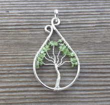 Load image into Gallery viewer, Drop/Peacock Style PERIDOT Tree Of Life Wire Wrapped Pendant Stone Natural Gemstone
