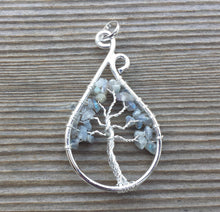 Load image into Gallery viewer, Drop/Peacock Style LABRADORITE Tree Of Life Wire Wrapped Pendant Stone Natural Gemstone