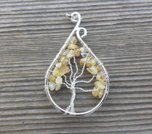 Load image into Gallery viewer, Drop/Peacock Style CITRINE Tree Of Life Wire Wrapped Pendant Stone Natural Gemstone