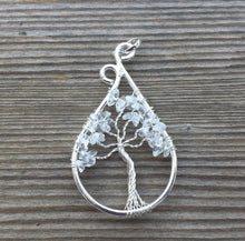 Load image into Gallery viewer, Drop/Peacock Style CLEAR QUARTZ Tree Of Life Wire Wrapped Pendant Stone Natural Gemstone