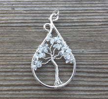 Load image into Gallery viewer, Drop/Peacock Style CLEAR QUARTZ Tree Of Life Wire Wrapped Pendant Stone Natural Gemstone