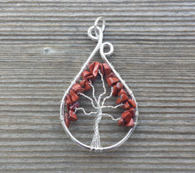 Load image into Gallery viewer, Drop/Peacock Style RED JASPER Tree Of Life Wire Wrapped Pendant Stone Natural Gemstone