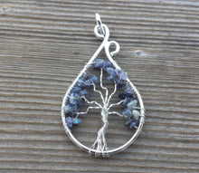 Load image into Gallery viewer, Drop/Peacock Style IOLITE Tree Of Life Wire Wrapped Pendant Stone Natural Gemstone
