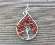 Load image into Gallery viewer, Drop/Peacock Style CARNELIAN Tree Of Life Wire Wrapped Pendant Stone Natural Gemstone
