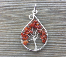 Load image into Gallery viewer, Drop/Peacock Style CARNELIAN Tree Of Life Wire Wrapped Pendant Stone Natural Gemstone