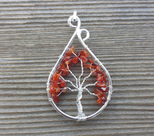 Load image into Gallery viewer, Drop/Peacock Style CARNELIAN Tree Of Life Wire Wrapped Pendant Stone Natural Gemstone