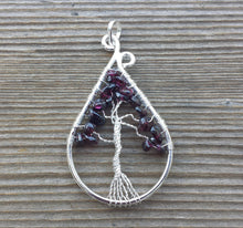 Load image into Gallery viewer, Drop/Peacock Style GARNET Tree Of Life Wire Wrapped Pendant Stone Natural Gemstone