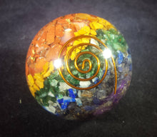 Load image into Gallery viewer, MEDIUM (40-50mm) 7 CHAKRA Layered Stone Orgone Gemstone Sphere Orgone Sphere
