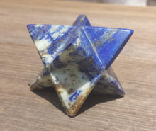 Load image into Gallery viewer, Large (50mm) LAPIS LAZUI Natural Gemstone Merkaba Star (One)
