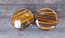 Load image into Gallery viewer, Pair of Real TIGER EYE Plugs Gauges Body Jewelry Double Flared - Pick Size