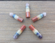 Load image into Gallery viewer, NATURAL 7 CHAKRA BONDED (Type 2)  Single Terminated Gemstone Crystal Pencil Point (One)