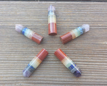 Load image into Gallery viewer, NATURAL 7 CHAKRA BONDED (Type 2)  Single Terminated Gemstone Crystal Pencil Point (One)