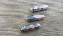 Load image into Gallery viewer, NATURAL RHODONITE Double Terminated Gemstone Crystal Pencil Point (One)