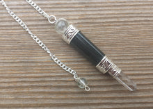 Load image into Gallery viewer, NATURAL BLACK TOURMALINE Stone Pendulum Healing Wand