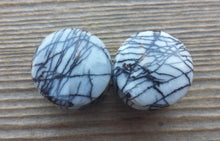Load image into Gallery viewer, Pair of Real BLACK NET STONE (Black Net Jasper)  Plugs Gauges Body Jewelry Double Flared - Pick Size