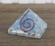 Load image into Gallery viewer, Small (25-30mm) ANGELITE COIL Orgone Gemstone Pyramid Small Pyramid Orgone
