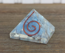 Load image into Gallery viewer, Small (25-30mm) ANGELITE COIL Orgone Gemstone Pyramid Small Pyramid Orgone