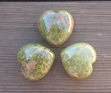 Load image into Gallery viewer, NATURAL UNAKITE Gemstone Puffy Heart 40-45mm