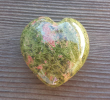 Load image into Gallery viewer, NATURAL UNAKITE Gemstone Puffy Heart 40-45mm