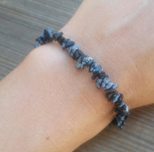 Load image into Gallery viewer, SNOWFLAKE OBSIDIAN Natural Stone Gemstone Stretchy Chip Bracelet