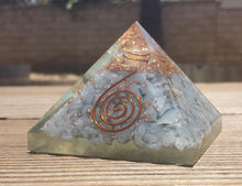 Load image into Gallery viewer, Extra Large (70-75mm) ANGELITE Orgone Gemstone Pyramid X-Large Pyramid Orgone