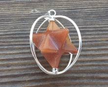 Load image into Gallery viewer, Natural RED AVENTURINE  Merkaba Pendant Gemstone Merkaba Spinning Star Pendant