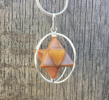 Load image into Gallery viewer, Natural RED AVENTURINE  Merkaba Pendant Gemstone Merkaba Spinning Star Pendant