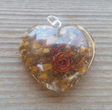 Load image into Gallery viewer, ORGONE TIGER EYE Gemstone Heart Shaped Pendant Orgone (One)