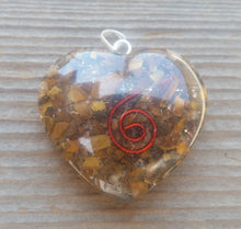 Load image into Gallery viewer, ORGONE TIGER EYE Gemstone Heart Shaped Pendant Orgone (One)
