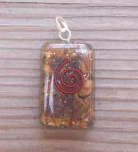 Load image into Gallery viewer, ORGONE TIGER EYE Gemstone Rectangle Pendant Orgone (One)