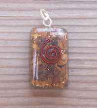 Load image into Gallery viewer, ORGONE TIGER EYE Gemstone Rectangle Pendant Orgone (One)
