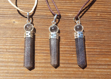Load image into Gallery viewer, BLUE AVENTURINE 2 Stone Crystal Point Pendant With Quartz Sphere and Cord Stone Natural Gemstone