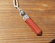 Load image into Gallery viewer, RED JASPER 2 Stone Crystal Point Pendant With Quartz Sphere and Cord Stone Natural Gemstone