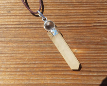 Load image into Gallery viewer, GOLDEN QUARTZ 2 Stone Crystal Point Pendant With Quartz Sphere and Cord Stone Natural Gemstone