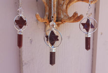 Load image into Gallery viewer, FULL RED JASPER Gemstone 3 Stone Merkaba Spinning Star Faceted Pendulum