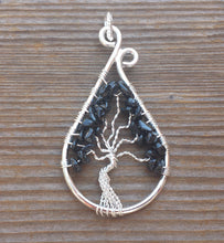 Load image into Gallery viewer, Drop/Peacock Style BLACK TOURMALINE Tree Of Life Wire Wrapped Pendant Stone Natural Gemstone