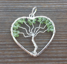 Load image into Gallery viewer, Heart Style PERIDOT Tree Of Life Wire Wrapped Pendant Stone Natural Gemstone