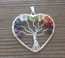 Load image into Gallery viewer, Heart Style 7 CHAKRA Tree Of Life Wire Wrapped Pendant Stone Natural Gemstone