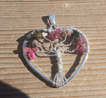 Load image into Gallery viewer, Heart Style MULTI TOURMALINE Tree Of Life Wire Wrapped Pendant Stone Natural Gemstone