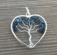 Load image into Gallery viewer, Heart Style SNOWFLAKE OBSIDIAN Tree Of Life Wire Wrapped Pendant Stone Natural Gemstone