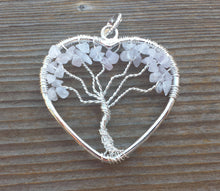 Load image into Gallery viewer, Heart Style ROSE QUARTZ Tree Of Life Wire Wrapped Pendant Stone Natural Gemstone