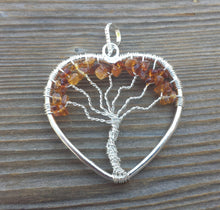 Load image into Gallery viewer, Heart Style CITRINE Tree Of Life Wire Wrapped Pendant Stone Natural Gemstone