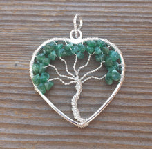Load image into Gallery viewer, Heart Style JADE Tree Of Life Wire Wrapped Pendant Stone Natural Gemstone