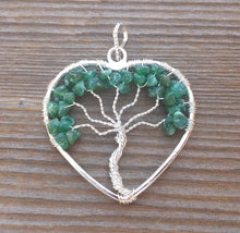 Load image into Gallery viewer, Heart Style JADE Tree Of Life Wire Wrapped Pendant Stone Natural Gemstone