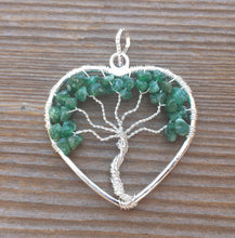 Load image into Gallery viewer, Heart Style JADE Tree Of Life Wire Wrapped Pendant Stone Natural Gemstone